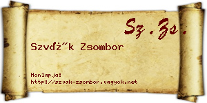Szvák Zsombor névjegykártya